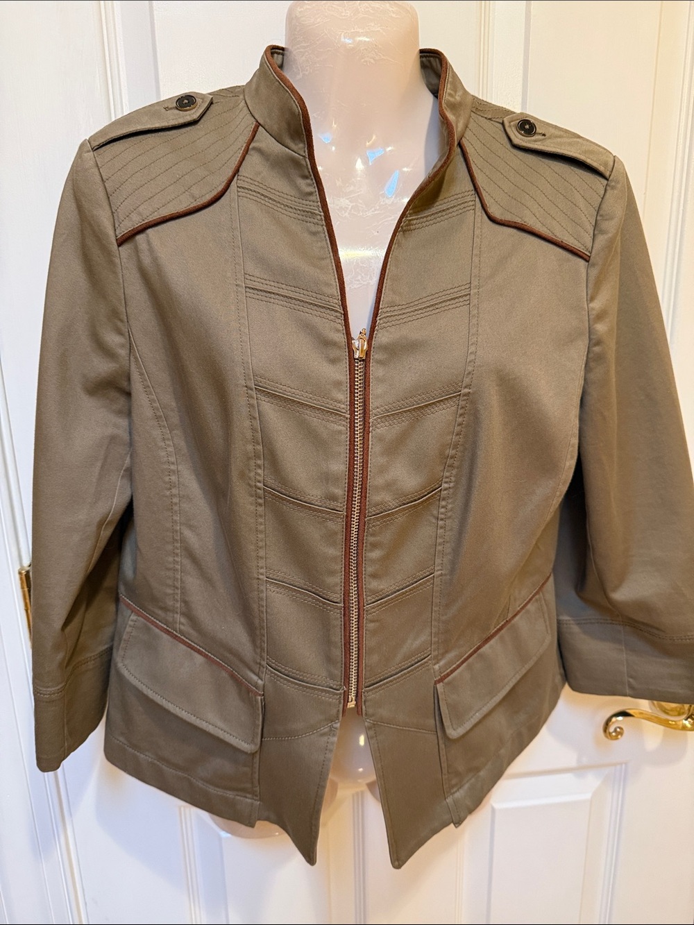 WHBM: Tan/Tobacco Women's Zip-Front Jacket